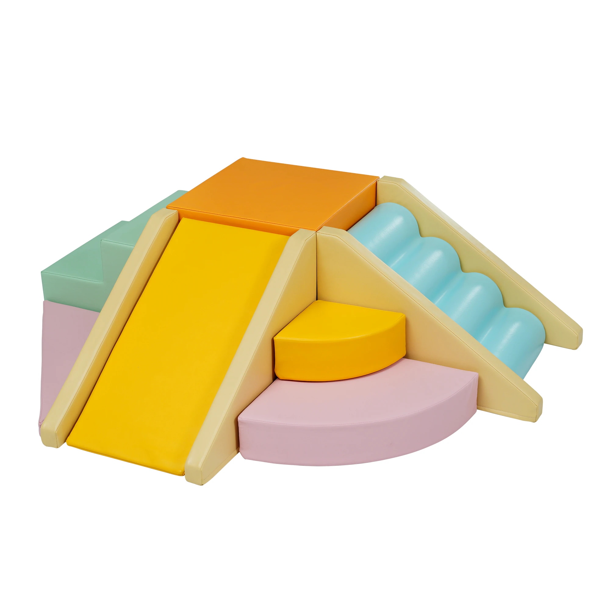 【国内発送／保証つき】【マルチカラー】2026新作おもちゃ ソフトブロック アスレチック ブロック クッション滑り台&階段 布製 玩具 大型 室内 遊具 滑り台 キッズスペース 子供 こども キッズ