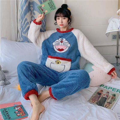 Qoo10] ドラえもんパジャマ女性ぬいぐるみ丸首かわ : 下着