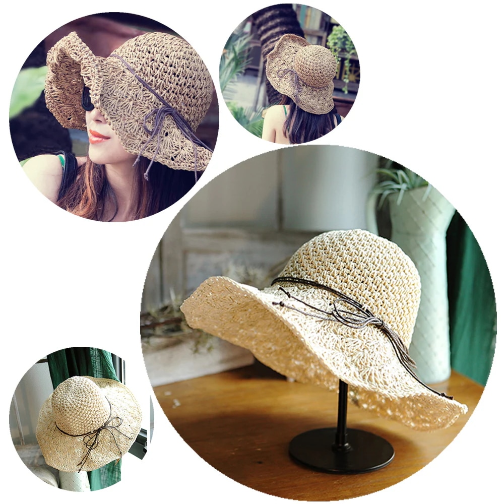 送料無料取り外すあご紐 折りたたみ サイズ調節 麦わら帽子 レディース 春夏 UVカット 自転車