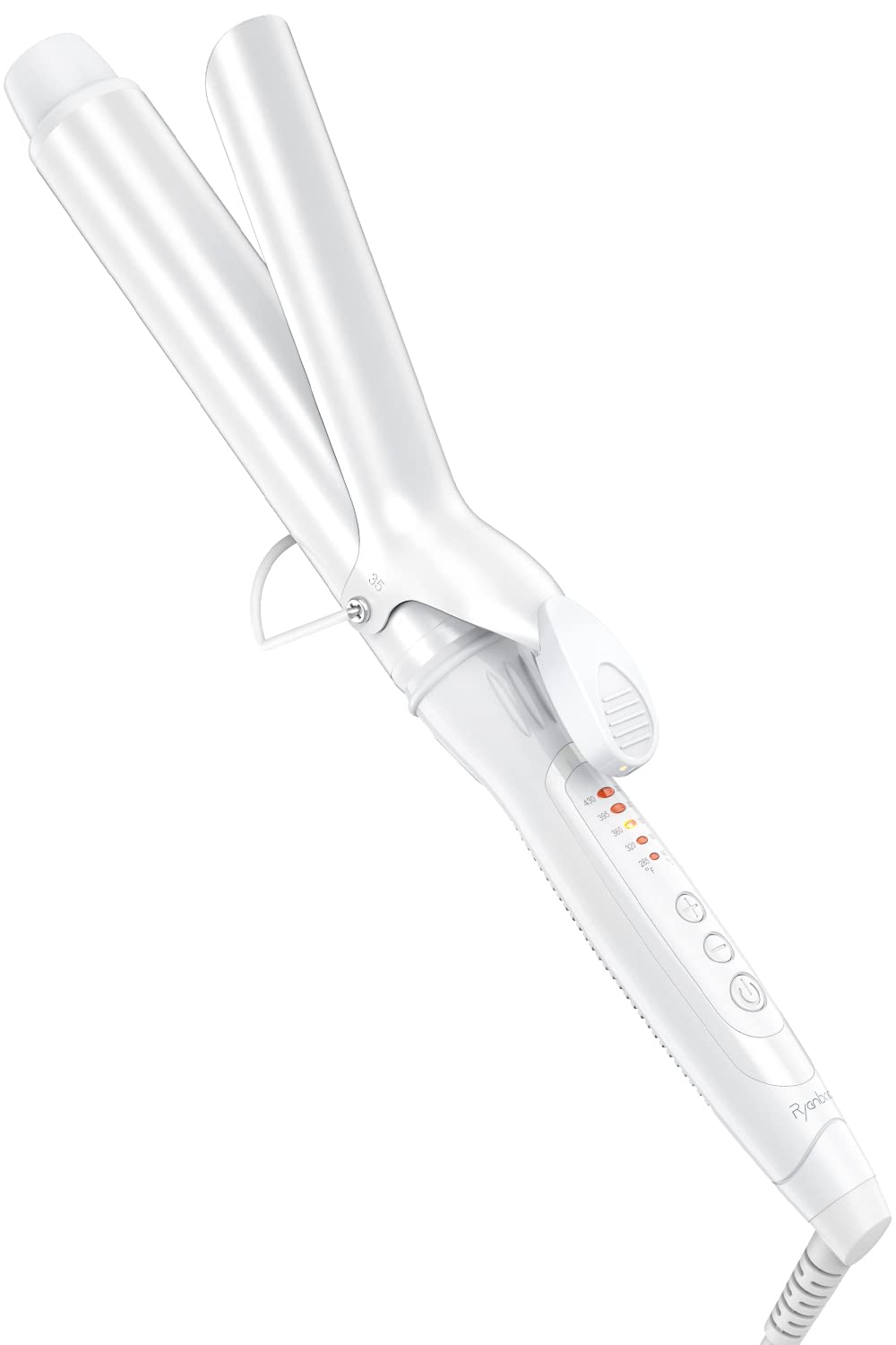 Ryanboo ヘアアイロン カールアイロン コテ 35mm カーリングアイロン 5段階温度調整 プロ仕様 MAX220℃ 海外対応(35mm, ホワイト)