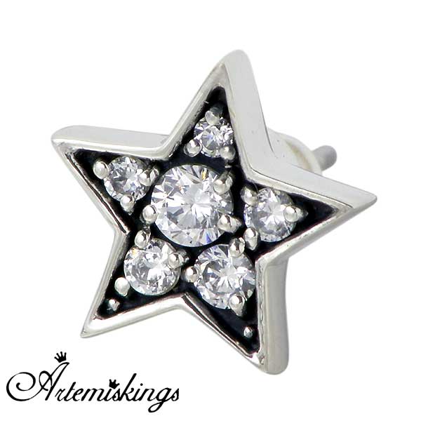 アルテミスキングス ARTEMIS KINGS ブリリアントスター シルバー スタッド ピアス アクセサリー キュービック 1個売り シルバー 925 スターリングシルバー AKE0068