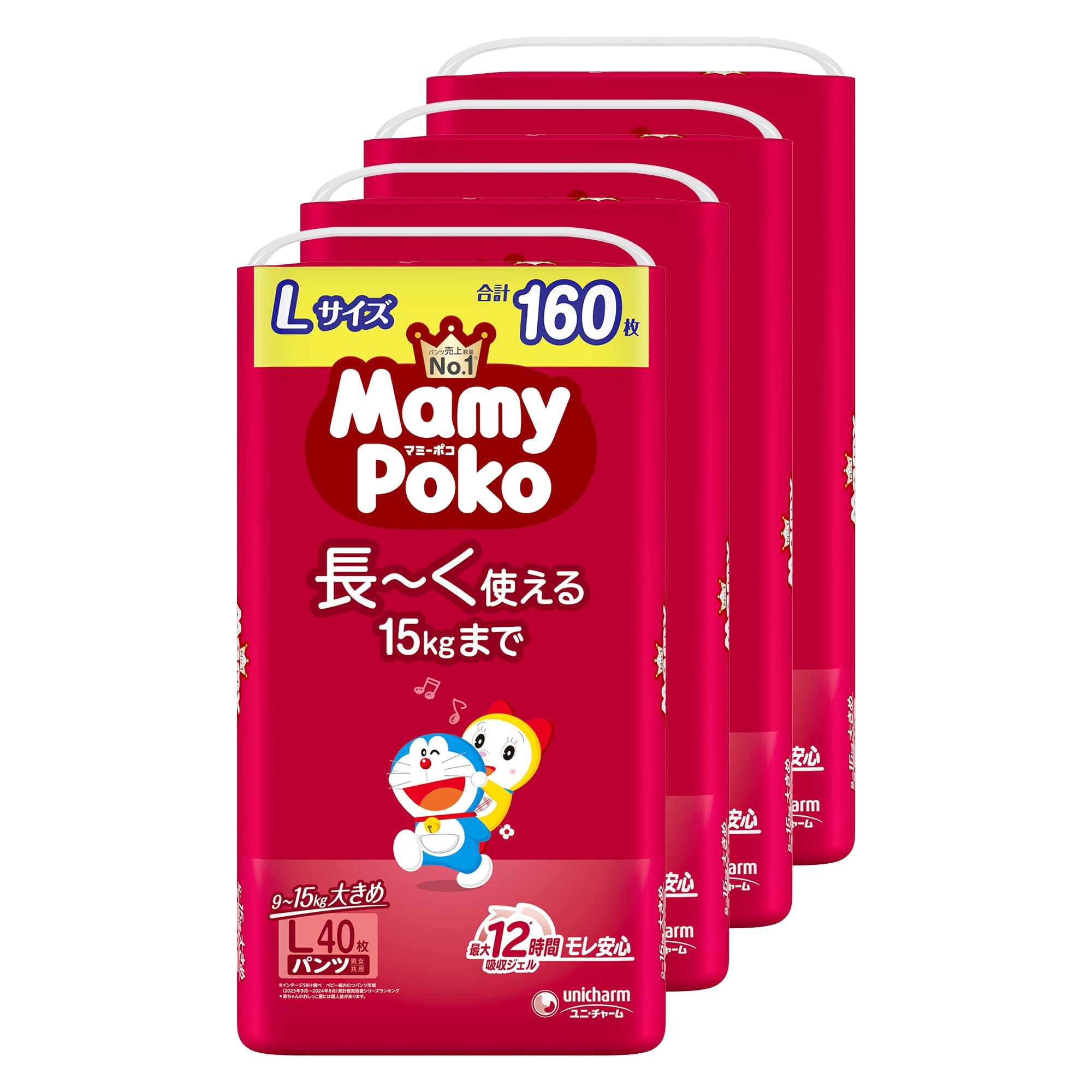 【パンツ Lサイズ】マミーポコ パンツ ドラえもん オムツ (9~15kg)160枚(40枚×4) [ケース品] 【Amazon.co.jp限定】