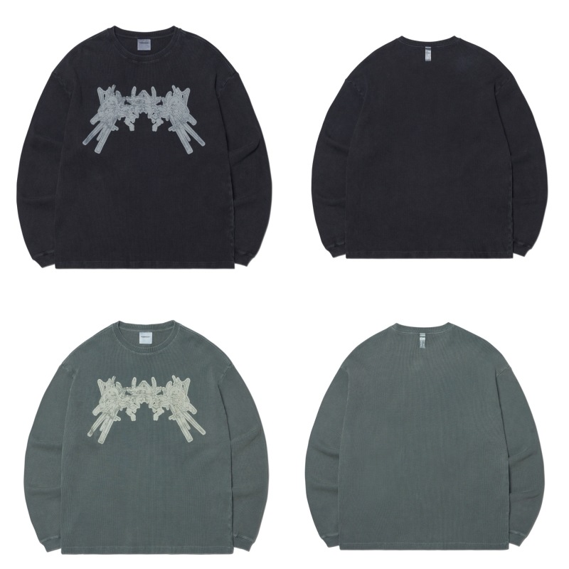 【NOMANUAL】 A.W WAFFLE LONG SLEEVE TEE : 2COLORS