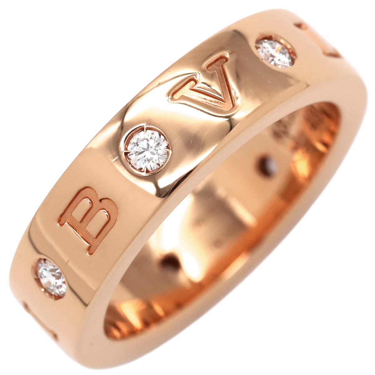 ブルガリ BVLGARI リング 指輪 ローマンソルベ K18PG ダイヤモンド ピングゴールド #48(JP8) 750AU K18PG ダイヤモンド 8号【中古】