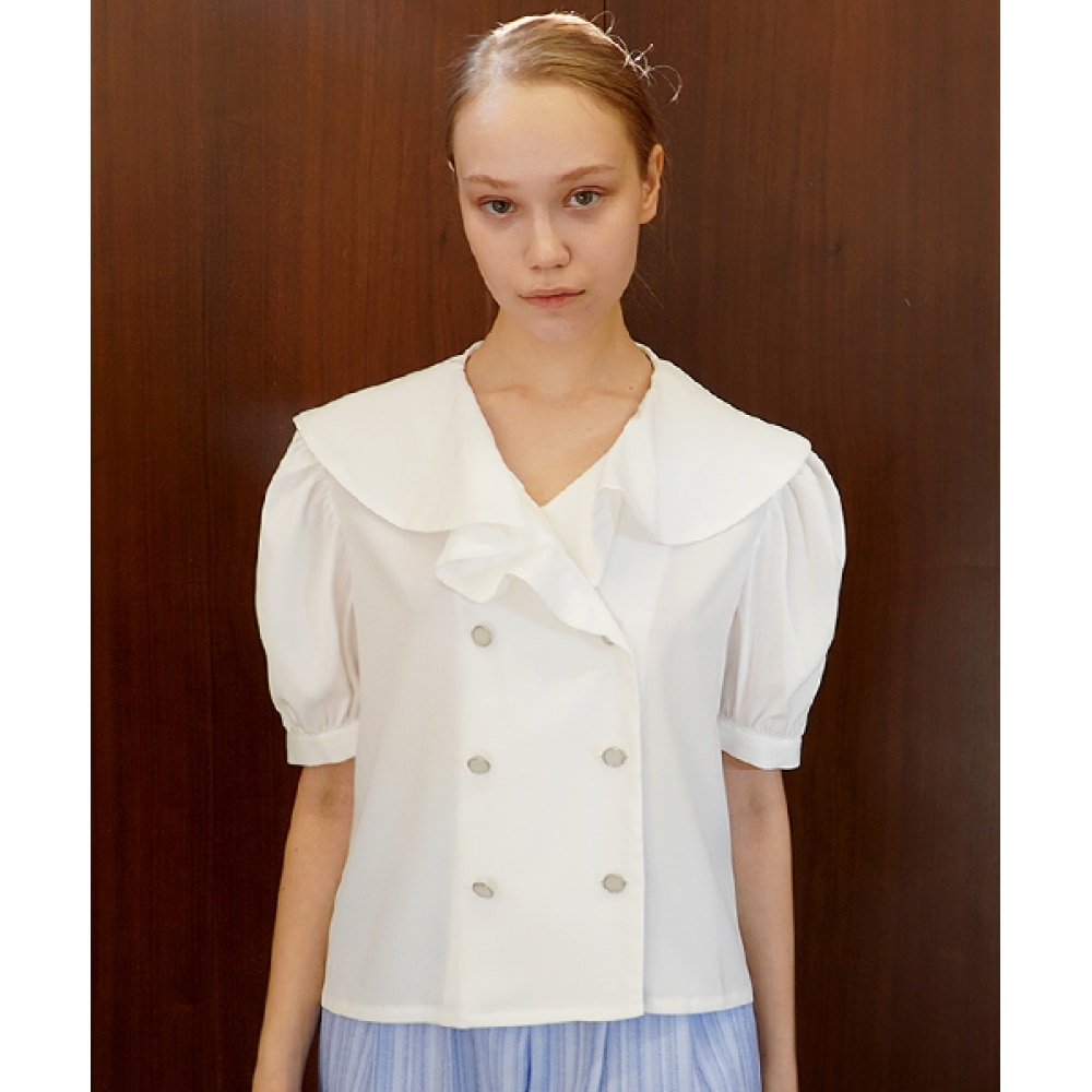 DAMAGE MNEMONICセラプリルホワイトブラウス_Sailor Frill WH BL