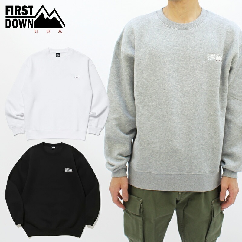 ファーストダウン First Down ロゴ クルー コットン スウェット 長袖トレーナー F572039 メンズ クルーネック 裏起毛 トップス