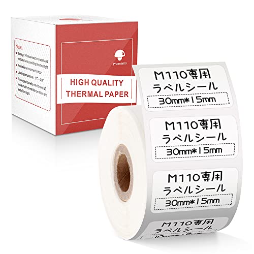 ホワイト 30 x 15mm Phomemo M110対応 純正 ラベルシール 30mm*15mm 矩形タイプ 400枚入り/巻 感熱ラベルプリンター用