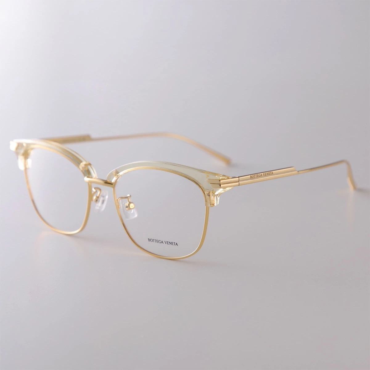 BOTTEGA VENETA ボッテガヴェネタ メガネ BV1011OA レディース メンズ サーモントブロー型 クリア×メタルフレーム クリングス 004/BEIGE-GOLD-TRANSPAREN