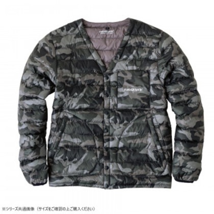 イーブンリバー ファイバーダウンジャケット カモフラグレー(45) サイズ:3L R127