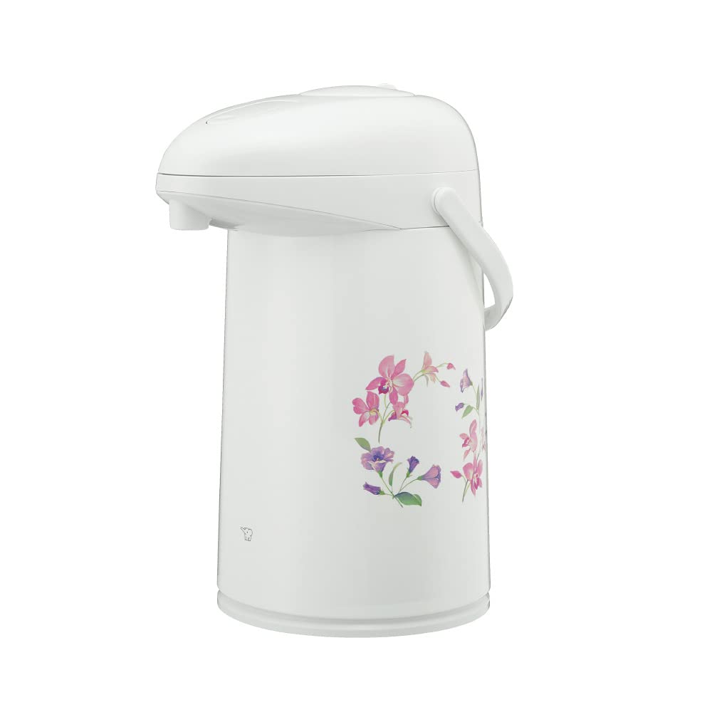 象印マホービン ガラスエアーポット 3.0L 押すだけポット 真空断熱構造 おいしく保温・保冷 リースフラワー AB-RC30-FW