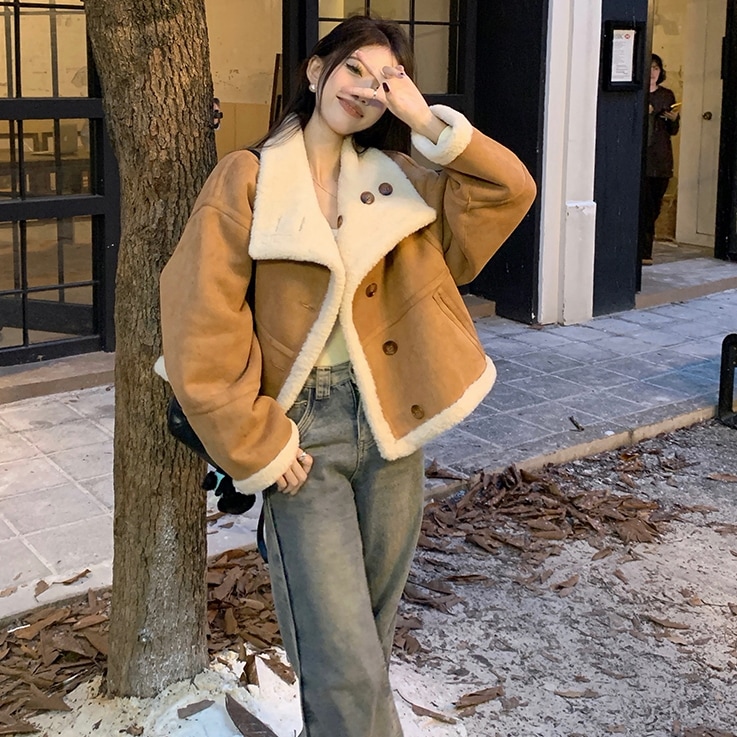 韓国デザイン秋冬新作ショート丈ファーコート