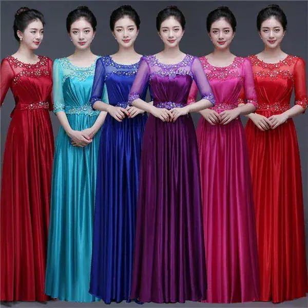 ロング ドレス イブニングドレス コンサート aライン ステージ 半袖 司会者 パーティードレス