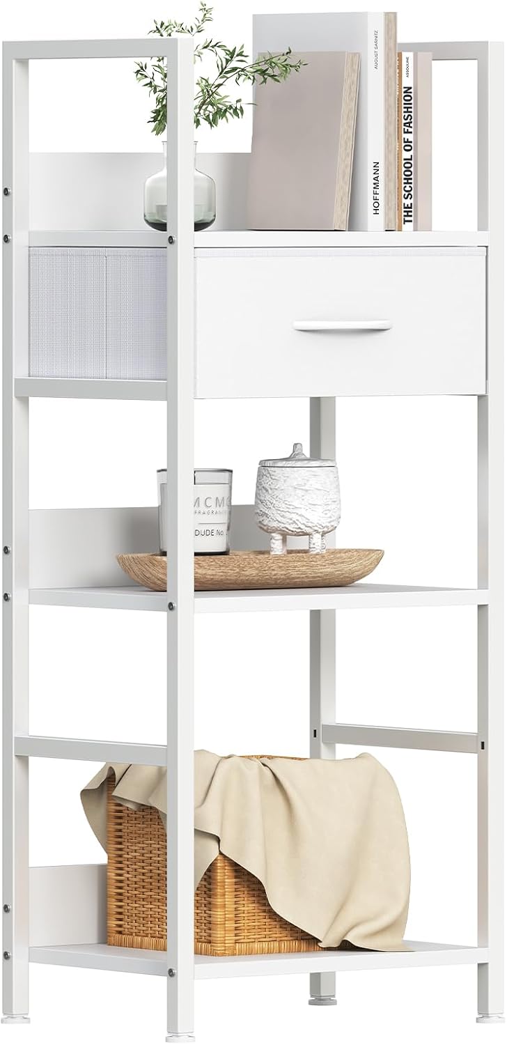 LunarLight オープンシェルフラック 幅40奥行30高さ100cm 3段ラック 収納棚 引き出し付き 引き出し位置調節可能 本棚 整理棚 L字型 アジャスト付き 収納ラック 省スペース スリム 7,278円