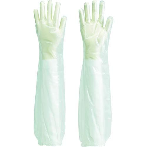 TRUSCO(トラスコ) ポリエチレン 使い捨て ロング 手袋 フリー 半透明 クリア 粉なし 0.04 30枚 TPL-60