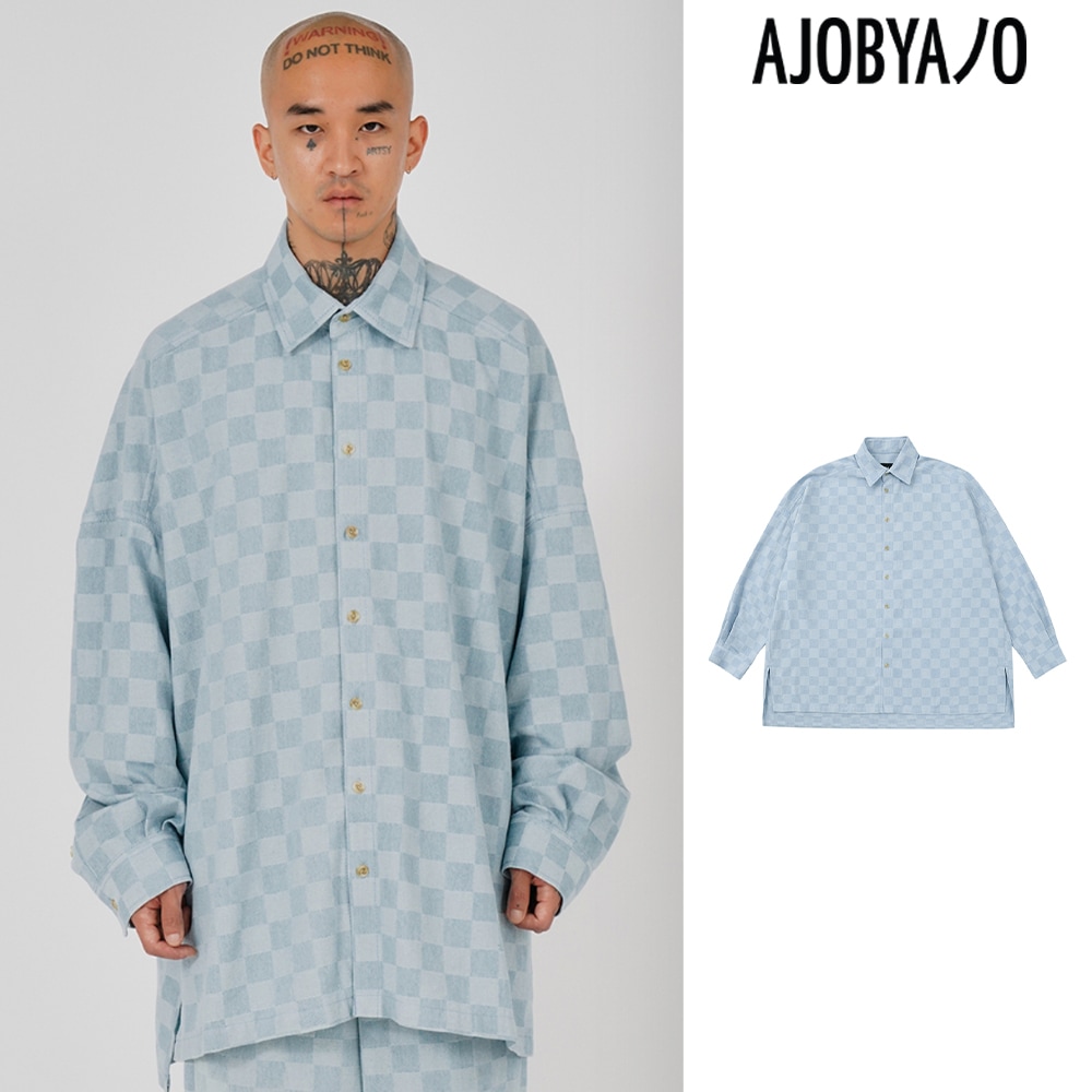 【AJO AJOBYAJO】 Checkerboard Oversized Denim Shirt