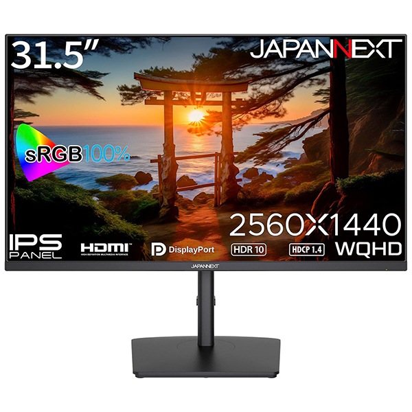 JAPANNEXT 液晶ディスプレイ 31.5型/2560×1440/HDMI×2DP×2/ブラック/スピーカー:無/1年保証