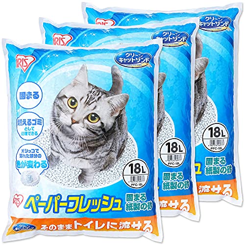 アイリスオーヤマ 猫砂 ペーパーフレッシュ トイレに流せる PFC-18L 18L×3袋 (ケース販売)