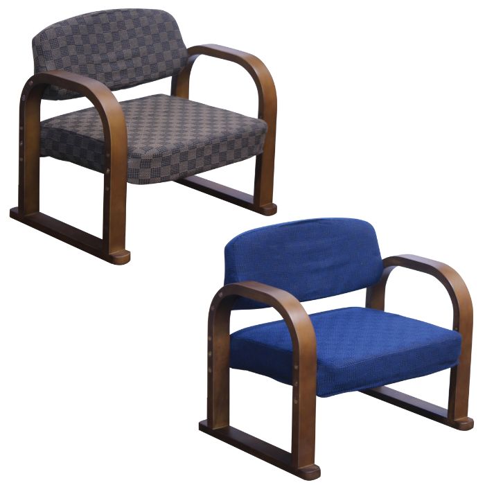 楽座椅子 座椅子 スツール MT-100 高座椅子 椅子 腰掛 和室 座敷 高さ調節 肘掛け 背もたれ 天然木 大商産業