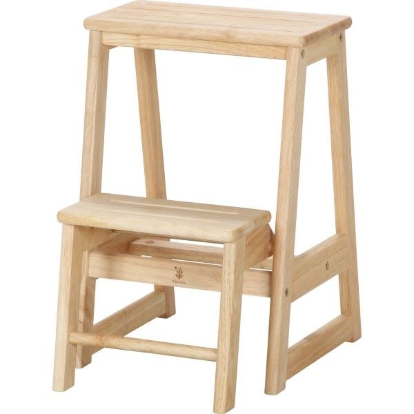 北欧風 /脚立 [2段] ナチュラル 幅38cm 木製 [什器 店舗]