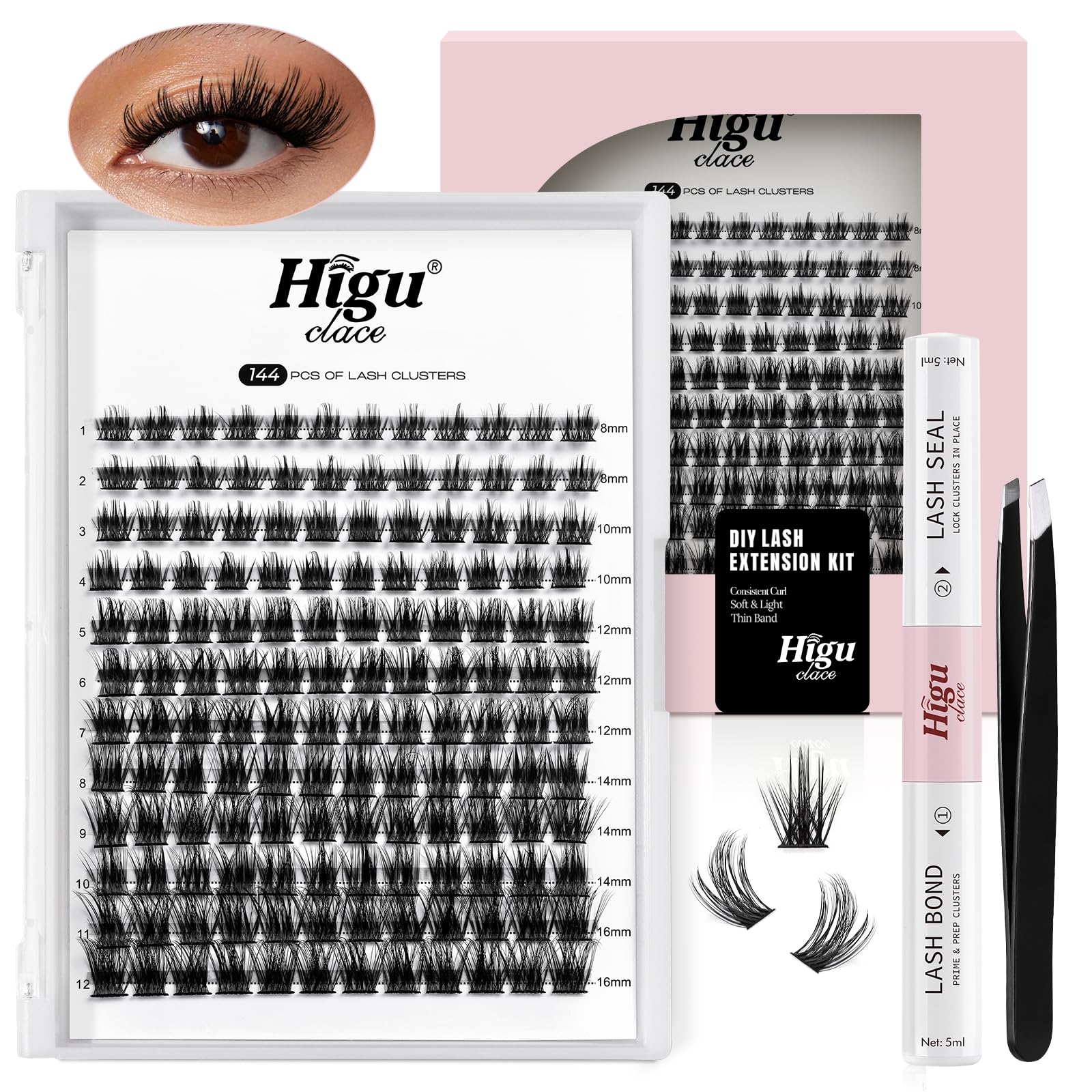 DIY Eyelash Extension Kit, 144 Pcs Lash Clusters Thin Band Cluster Lashes with Super Hold Mascara... 9,041円
