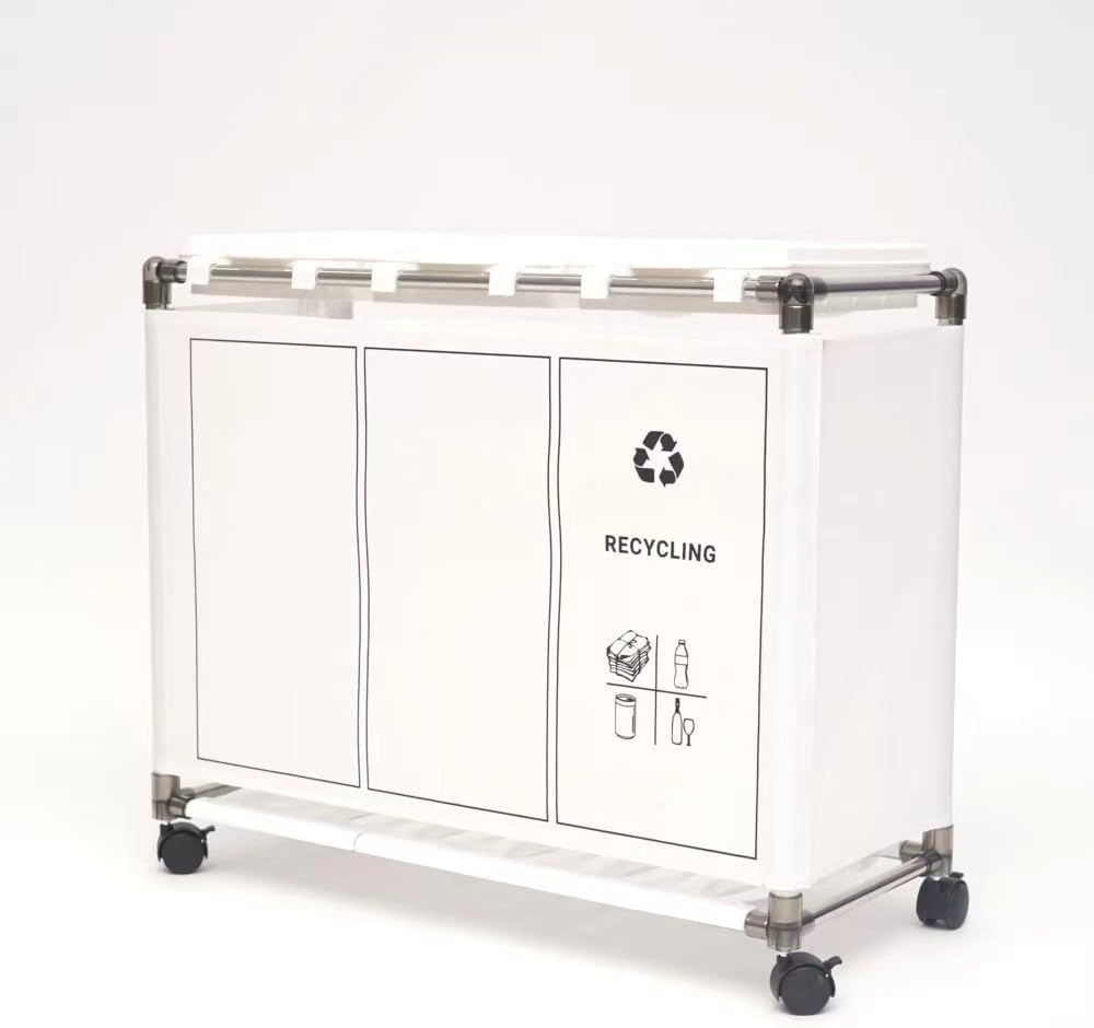 ゴミ袋ホルダー 3分別*30L ゴミ箱 ふた付き レジ袋を隠すゴミ袋スタンド 90L大容量 キャスター付きダストボックス 目隠しダストワゴン 日本語取扱説明書 (ホワイト) 5,526円