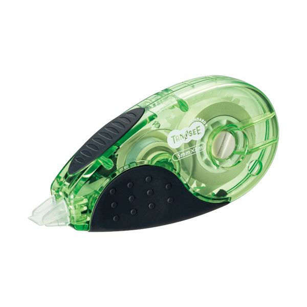 （まとめ） TANOSEE 修正テープタテ引き（使い切り） 5mm幅8m グリーン 1セット（10個） 3セット