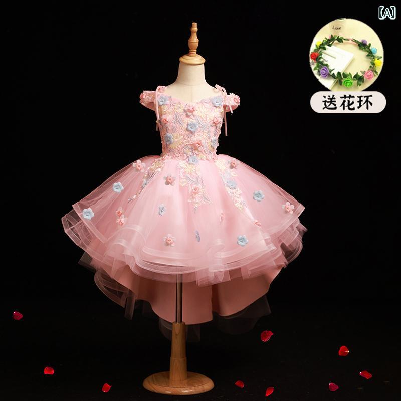 キッズ パーティードレス ジュニア ファッション 女の子 子供服 ガール 豪華感 かわいい プリンセス フラワーガール イベント 結婚式 誕生会 衣装 発表会
