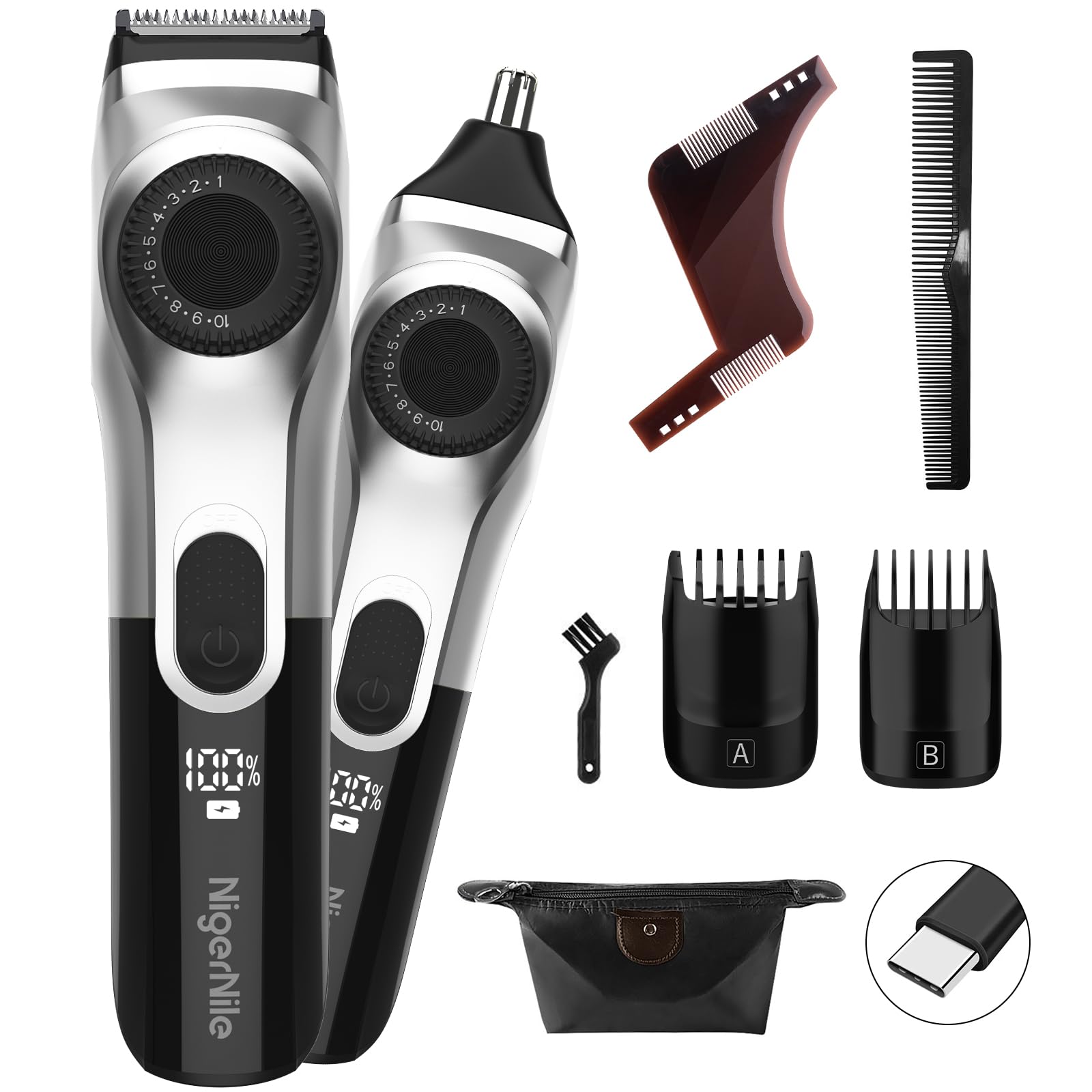 ヒゲトリマー 髭 バリカン 鼻毛カッター IPX7防水 0.5～20mm 39段階長さ調節 自動研磨 低騒音 Type-C急速充電 90分連続使用 LEDディスプレイ 髭剃り 電動 メンズ シェーバー 4,763円