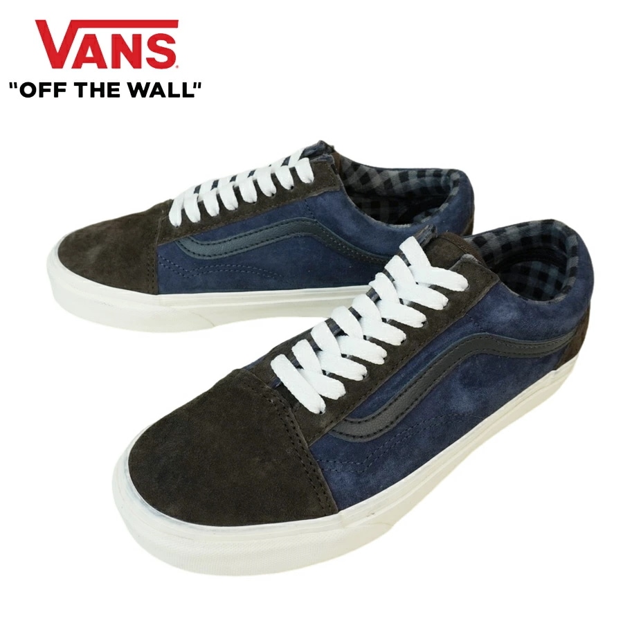 VANS スニーカーVANS ヴァンズ バンズ【箱なし】OLD SKOOL オールドスクールPIG SUEDE PLAID BROWN/NAVY ピッグスエード