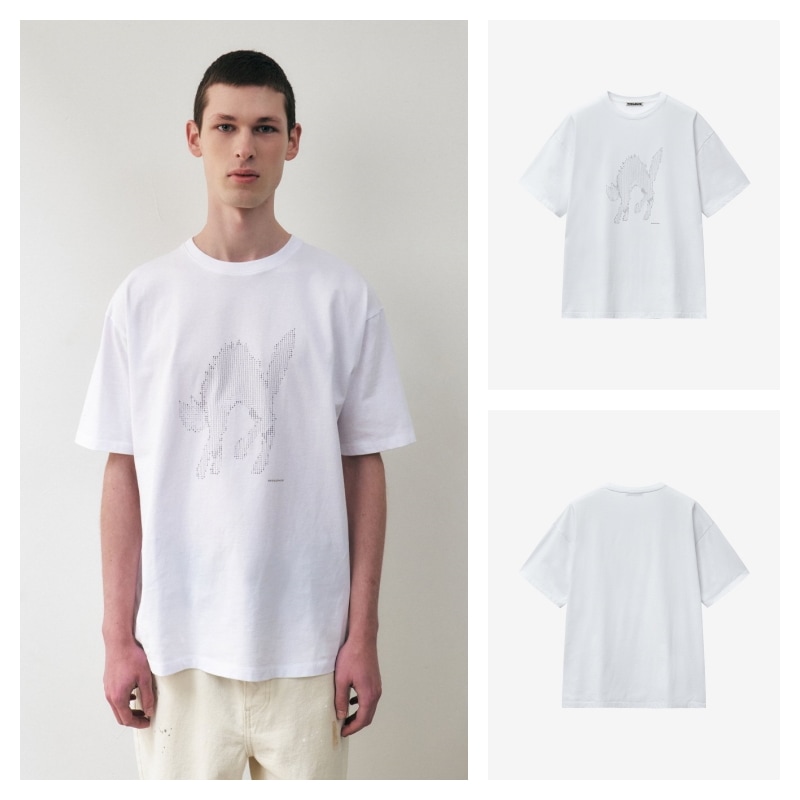 【INSILENCE】 CAT GRAPHIC T-SHIRT : OFF WHITE