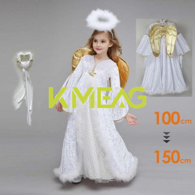 子供用 ハロウィン衣装 天使 子ども 子供ドレス 女の子 天使の羽 コスチューム 仮装 ハロウィーン イベント・装飾・季節のイベント パーティー用 100-150cm be313c0c0m3