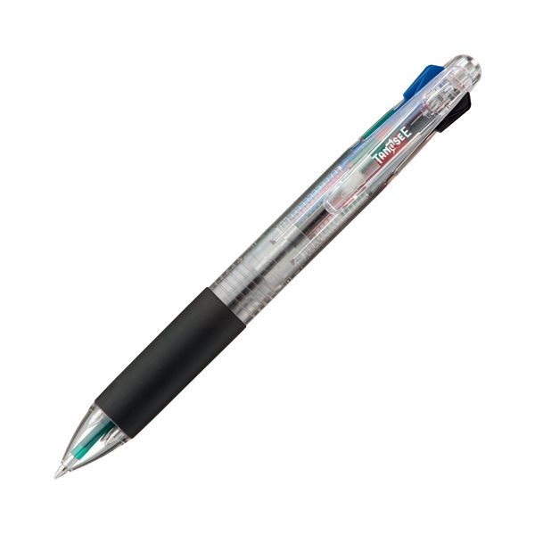 (まとめ) TANOSEE 油性4色ボールペン 0.7mm (軸色 クリア) バネクリップ仕様 1本 30セット
