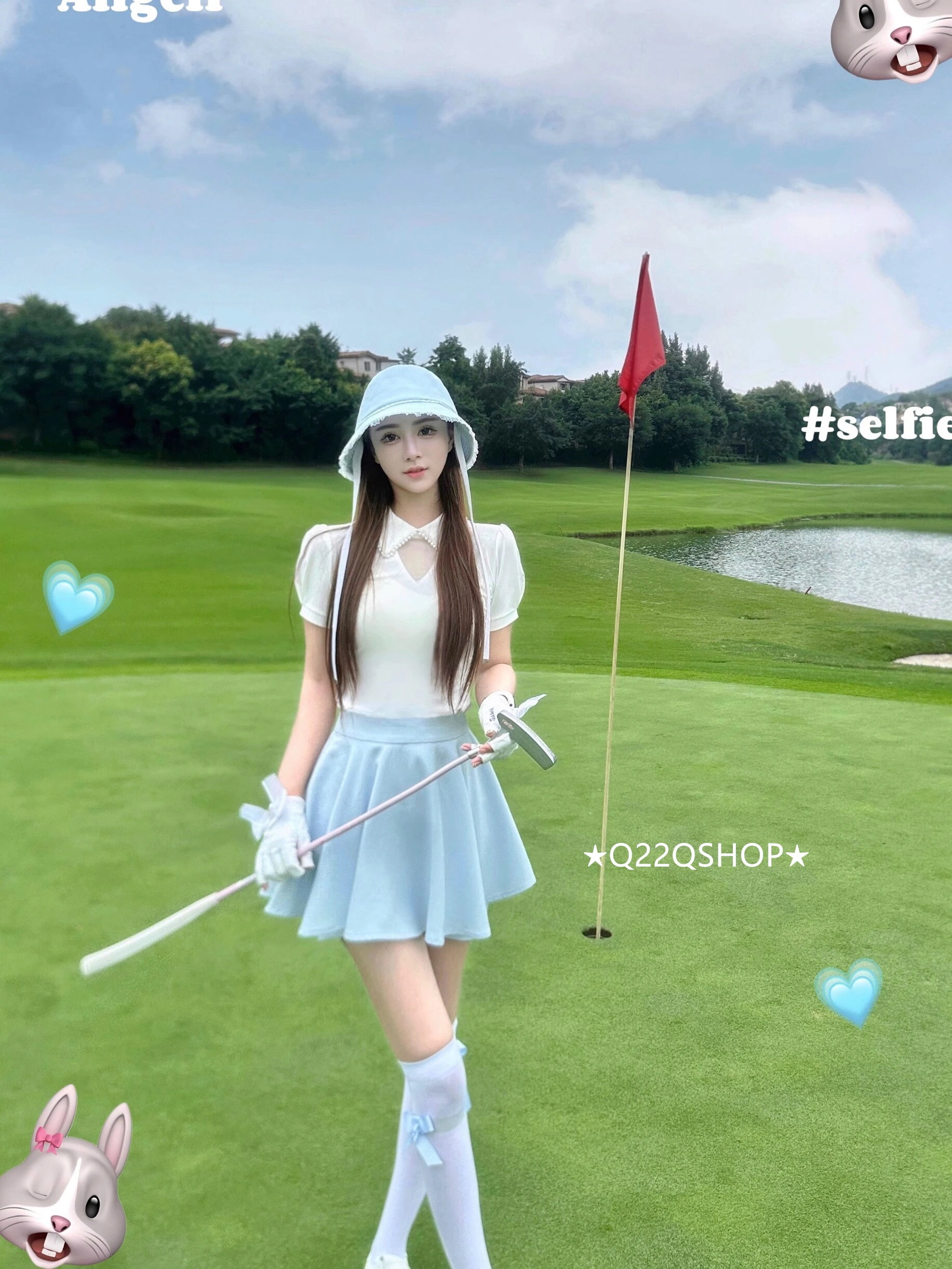 ゴルフウェア 2025 春夏 上下セット 半袖 Tシャツ スカート 速乾 青 白 かわいい おしゃれ 痩せる 韓国風 レディース ゴルフスカート スポーツウェア テニスウェア