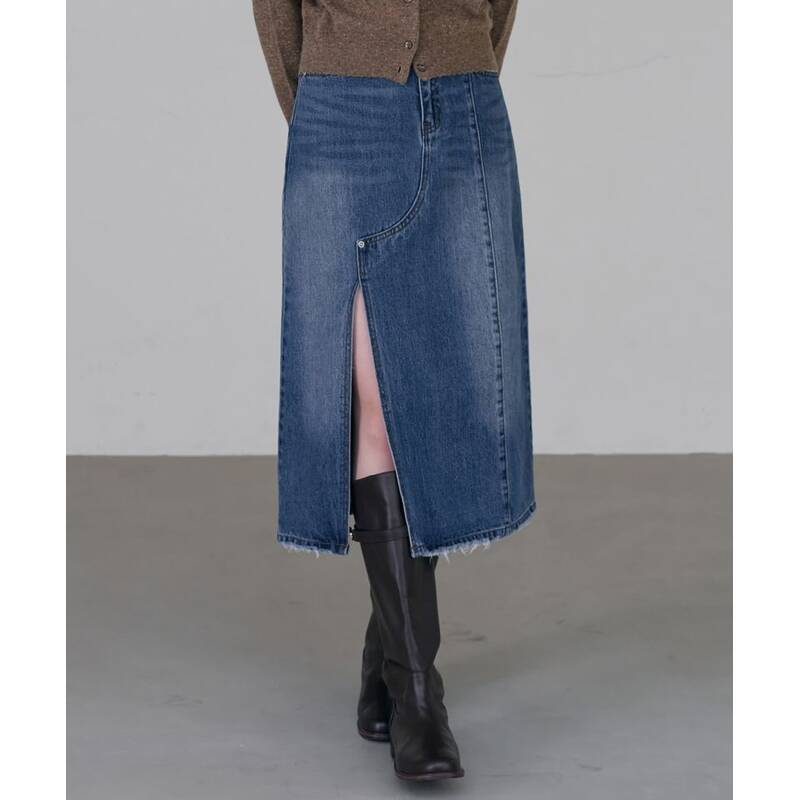 DRAWFIT WOMEN バーティカルライン デニム ロングスカート [BLUE] DFWMDN4103BL 417086