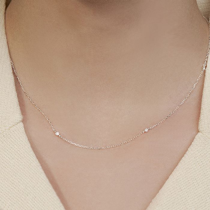 thin bezel cubic necklace 2色 おしゃれ 韓国芸能人着用 韓国ファッション
