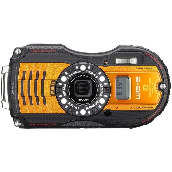 【中古】リコー RICOH 防水WG-5GPS オレンジ 防水14m耐ショック2.2m耐寒-10度 SDカード付き