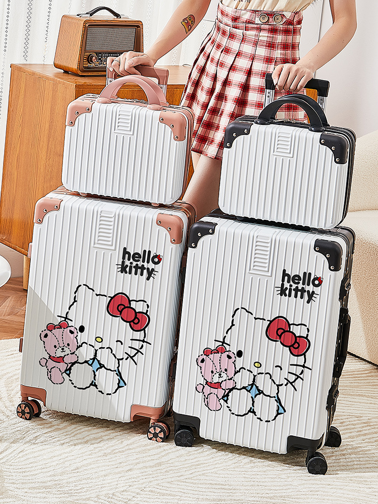 キティ手荷物ケース 機内持ち込み可能 20 インチ クレイジーキティグラフィック 可愛いパスワードロック付き 高級感ある子母ケース 厚手防爆仕様 旅行用ケース