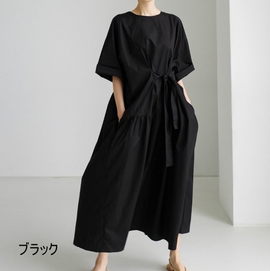 【取寄：納期2週間】ロングワンピース きれいめ レディース ロング丈 マキシ 無地 アシンメトリー 切り替えワンピース Aライン フレアワンピース ロング カジュアル シンプル マキシ丈 ワンピース