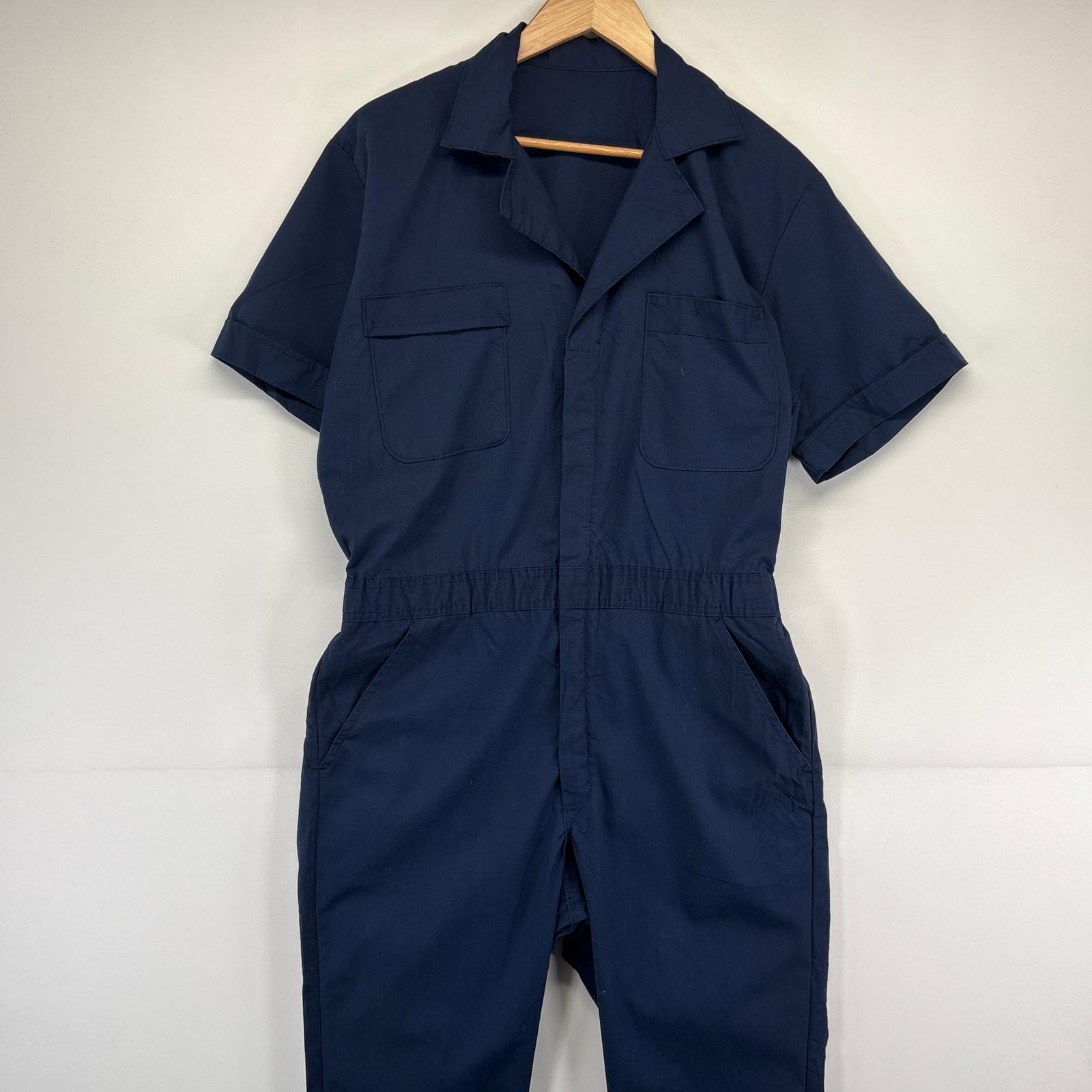 古着 90s/90年代 USA製 半袖つなぎ オールインワン ワーク 作業着 ジップ M RG ネイビー メンズ 4,620円