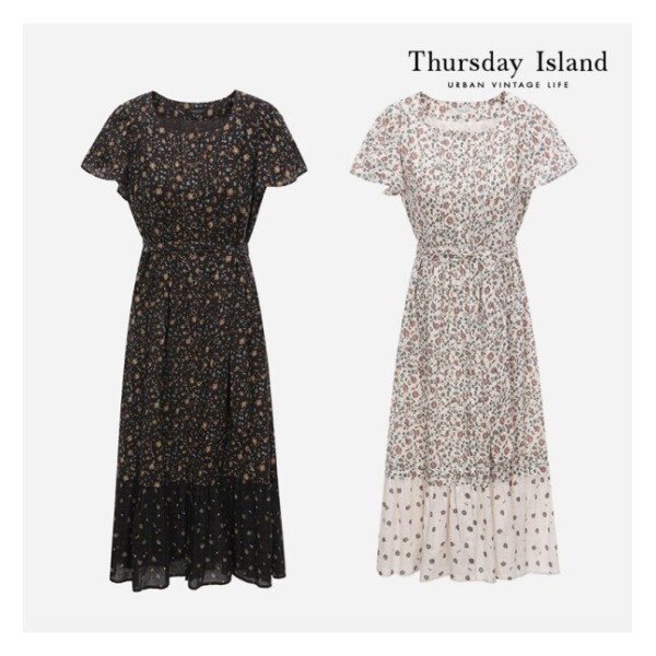 Thursday Island スクエアネック パターン ロング ワンピース(T224MOP312W)