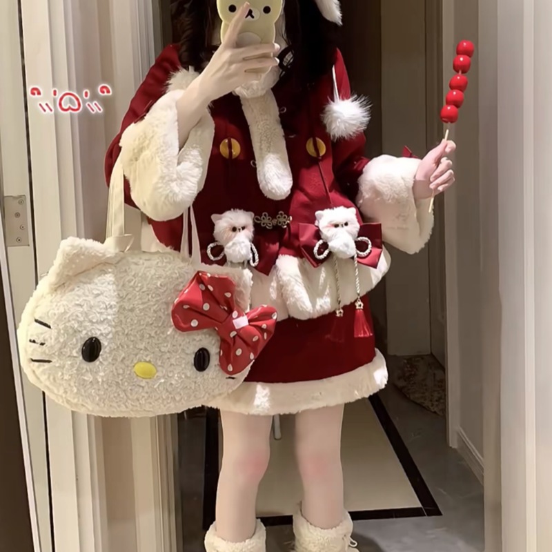 和モダン風クリスマスセット ツートーン モードコート＆スカート セットアップ デート