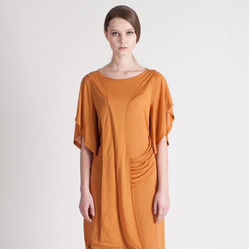 Monica Kate Unsymmetrisch Tencel Dress_Burnt Orange