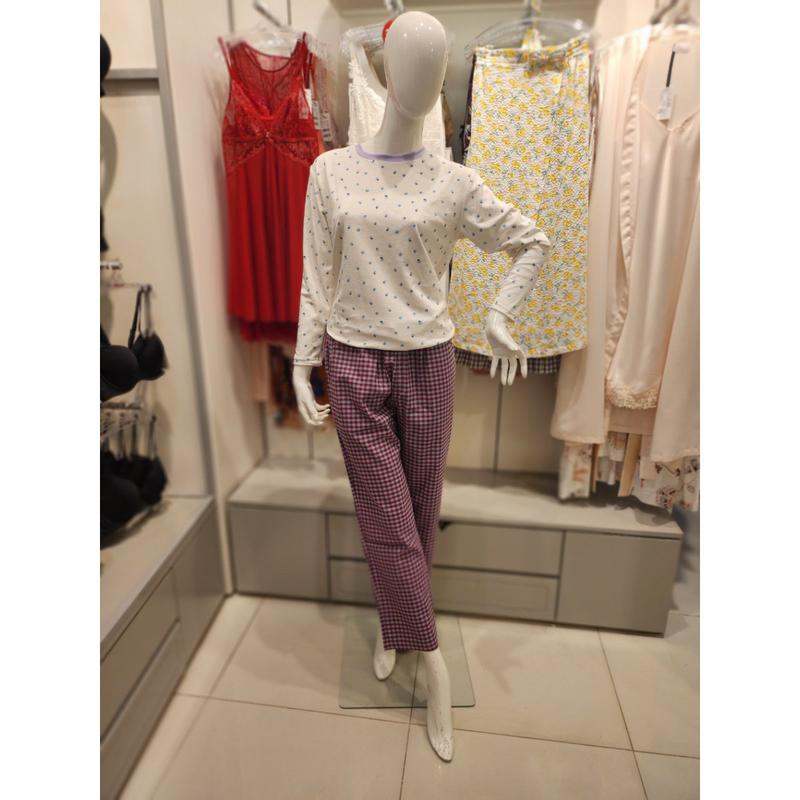 [釜山店] 先染めチェック女性ホームウェアパンツ EZ1861P DPRD