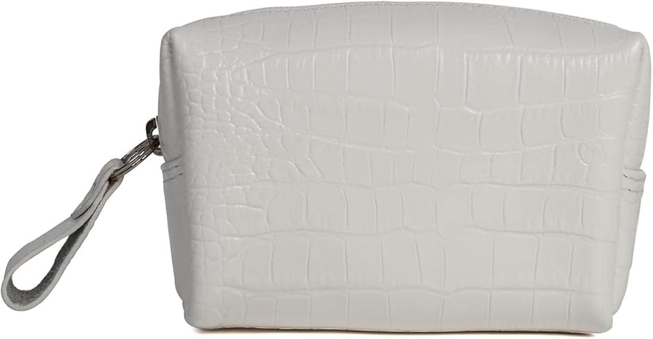 本革 メンズ コスメポーチ 化粧 ガジェット 小物入れ コンパクト トラベル 高品質 牛革 レザー マルチケース(ホワイト)