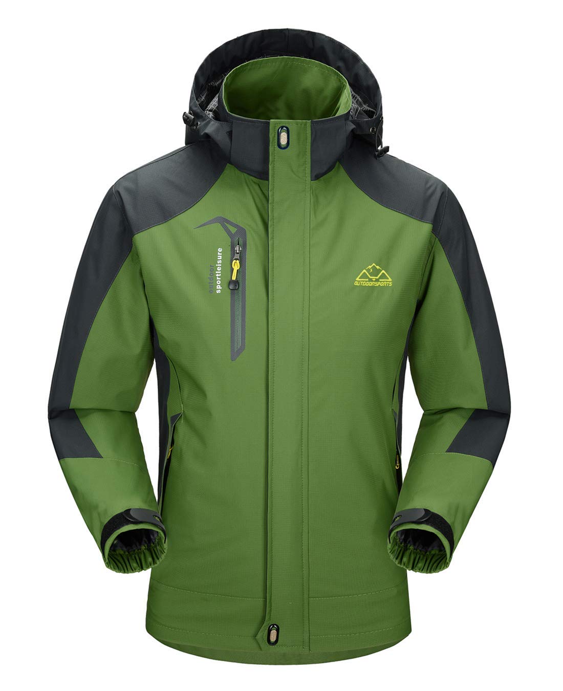 Gopune メンズ マウンテンパーカー アウトドア ジャケット 登山ウェア 防寒コート アウター 防風ジャケット 通気 バイク用 ジョギング 釣り 春秋冬用 (グリーン, L)