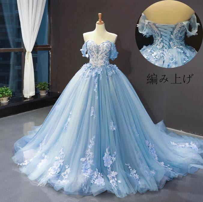 新入庫パーティードレス 結婚式 着痩せ ピアノ ロングドレス プリンセスライン 演奏会ドレス お嬢様 発表会 ステージ 衣装 Aラインドレス セクシー 大きいサイズ 大人ドレス 宴会 フェミニン 肩出