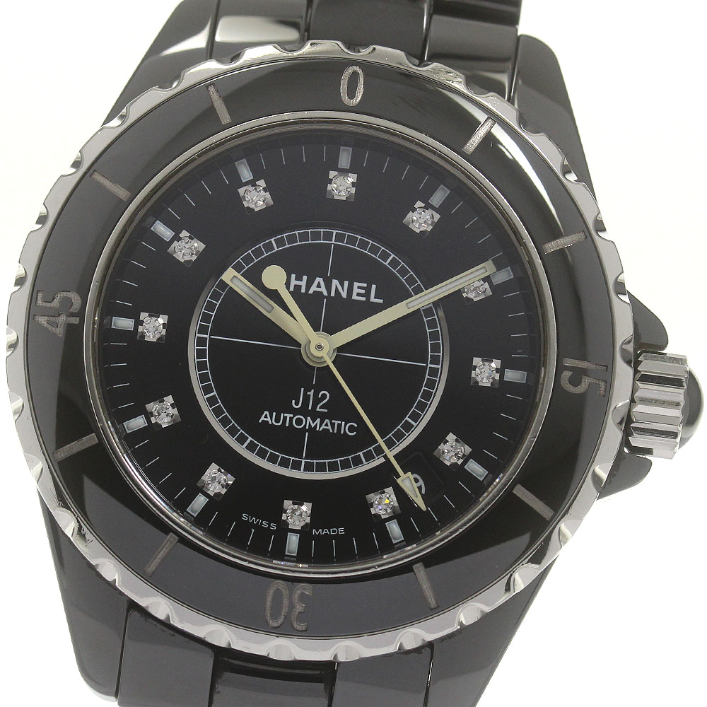 シャネル CHANEL H1626 J12 黒セラミック 38mm 12Pダイヤ 自動巻き メンズ _840635【中古】