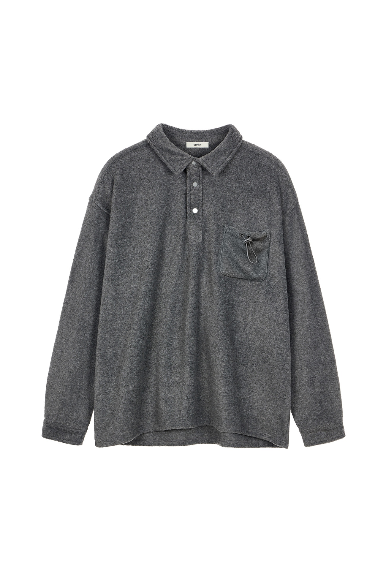【DEINET】 FLEECE POCKET COLLAR T-SHIRT : CHARCOAL