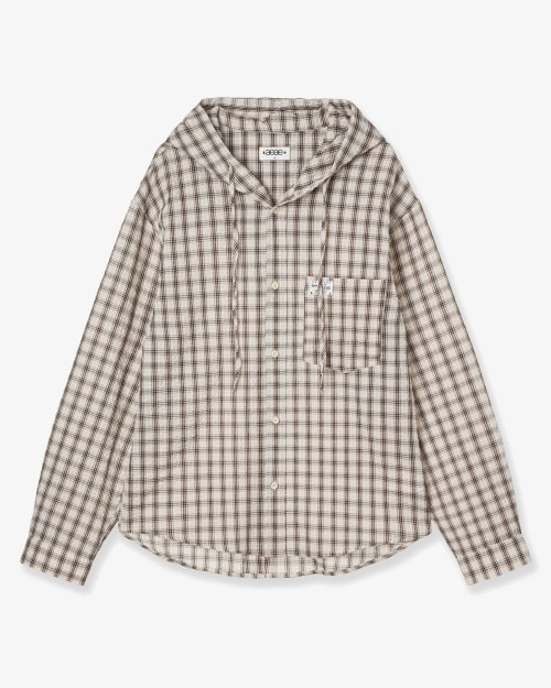 【AEAE】 CHECK HOOD SHIRTS [BEIGE] 正規品