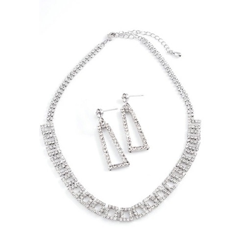 ブライダル ネックレス ピアス イヤリング セット 1年無償修理保証 クリスタルラインストーン